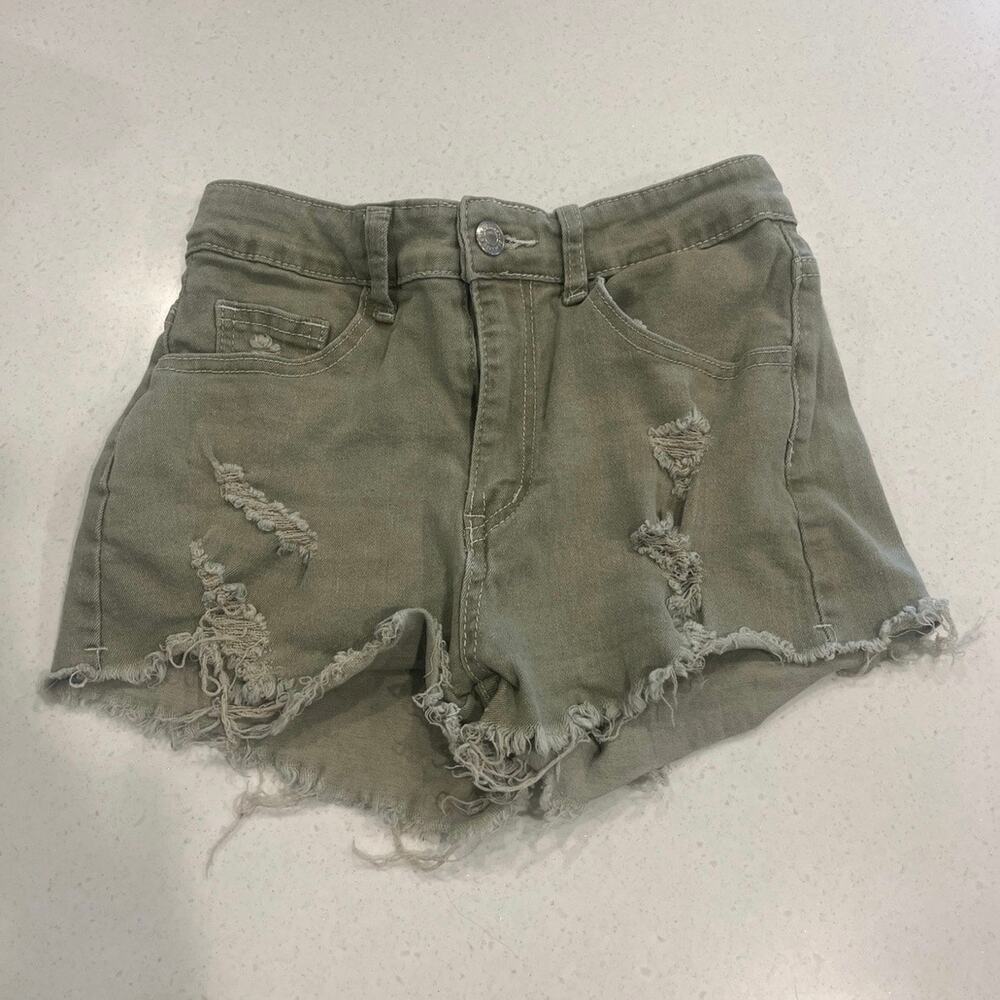 Green Jean shorts